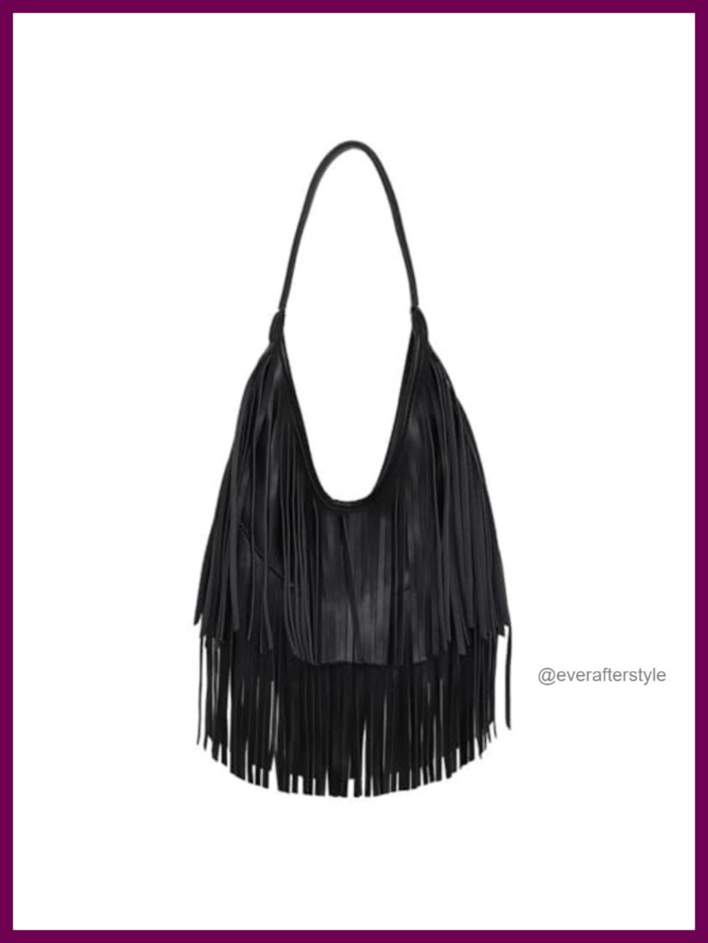 Faux Leather Small Fringe Hobo Purse Slouchy Shoulder Bag